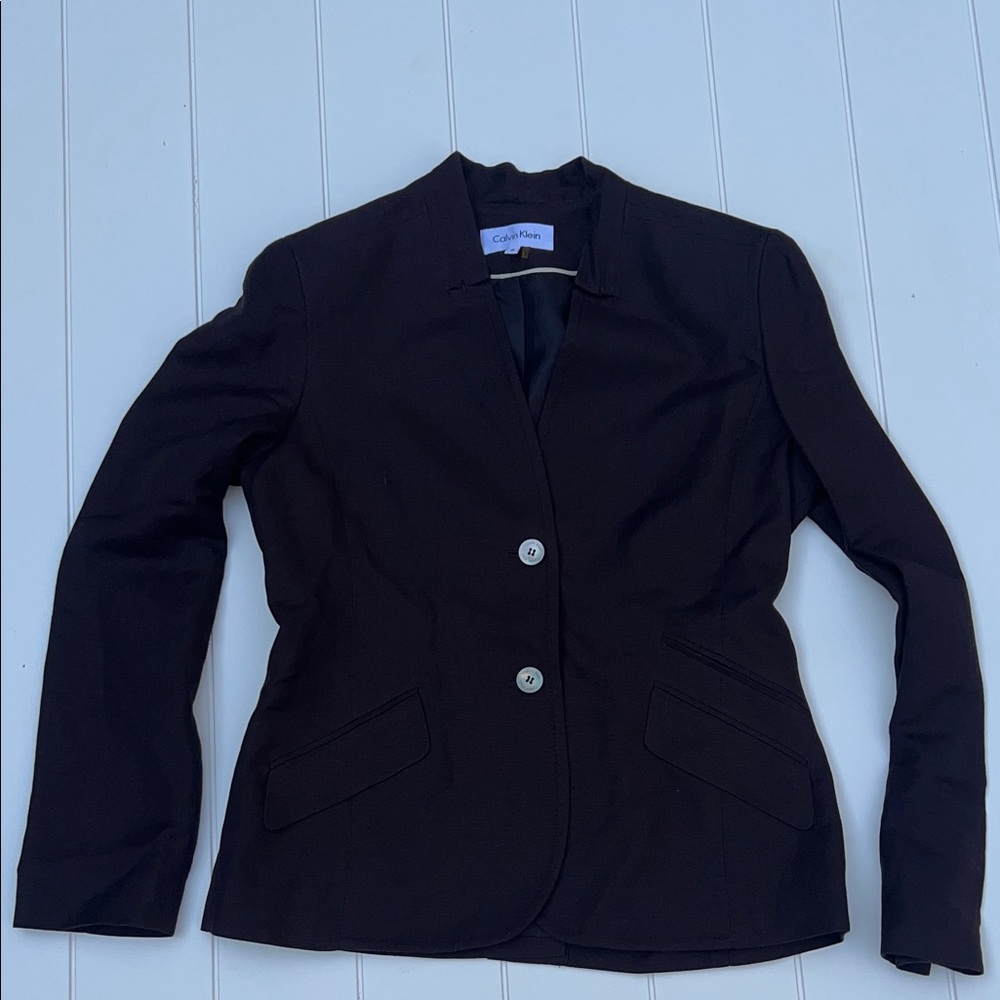 Calvin Klein Dark Blazer linen blend brown